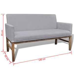vidaXL Bench with Upholstery Fabric Rubberwood Light Grey