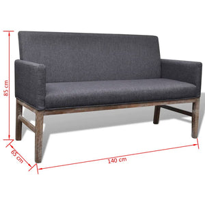 vidaXL Bench with Upholstery Fabric Rubberwood Dark Grey