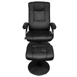 vidaXL TV Armchair with Footstool Black Faux Leather