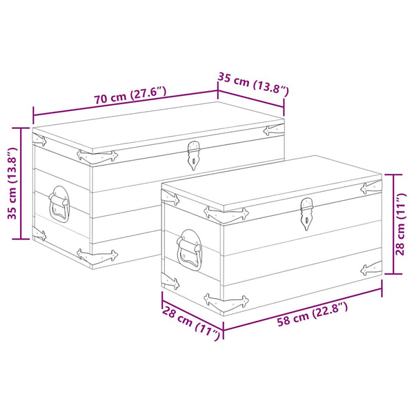 vidaXL 2-Piece Chest Set Rough Mango Wood