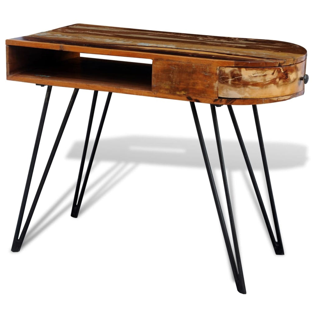 vidaXL Solid Reclaimed Wood Desk with Iron Legs