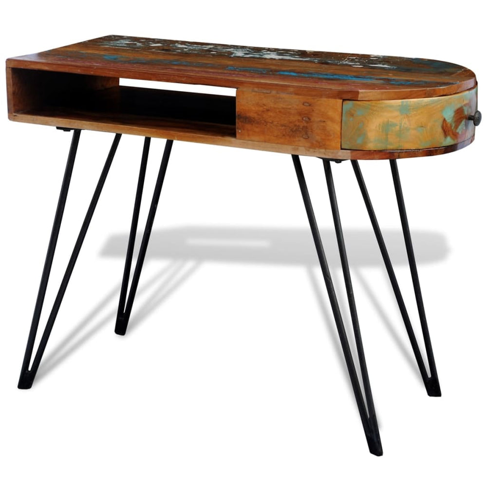 vidaXL Solid Reclaimed Wood Desk with Iron Legs