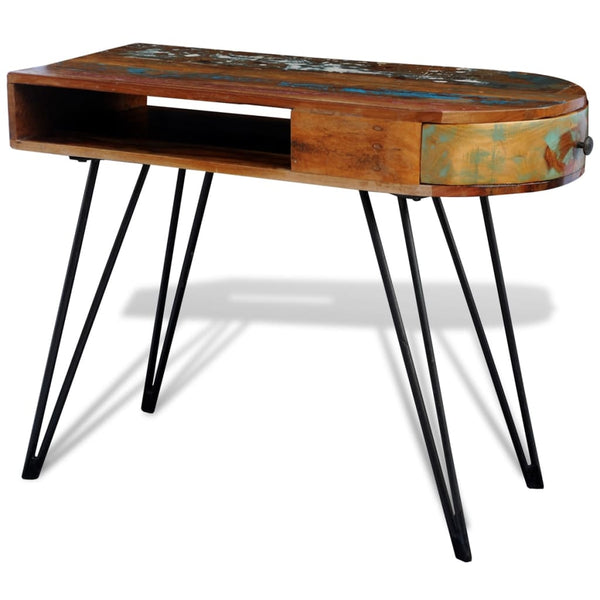 vidaXL Solid Reclaimed Wood Desk with Iron Legs
