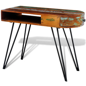 vidaXL Solid Reclaimed Wood Desk with Iron Legs