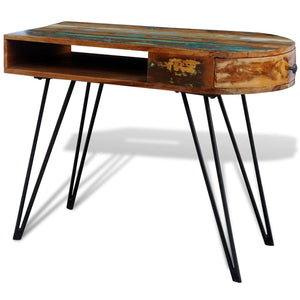 vidaXL Solid Reclaimed Wood Desk with Iron Legs