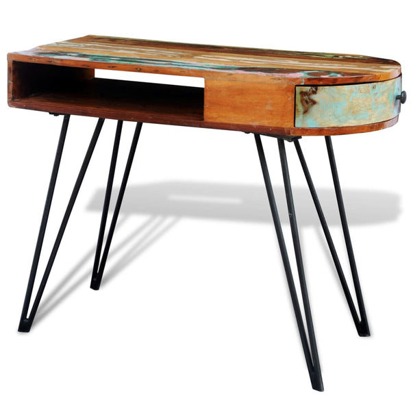 vidaXL Solid Reclaimed Wood Desk with Iron Legs