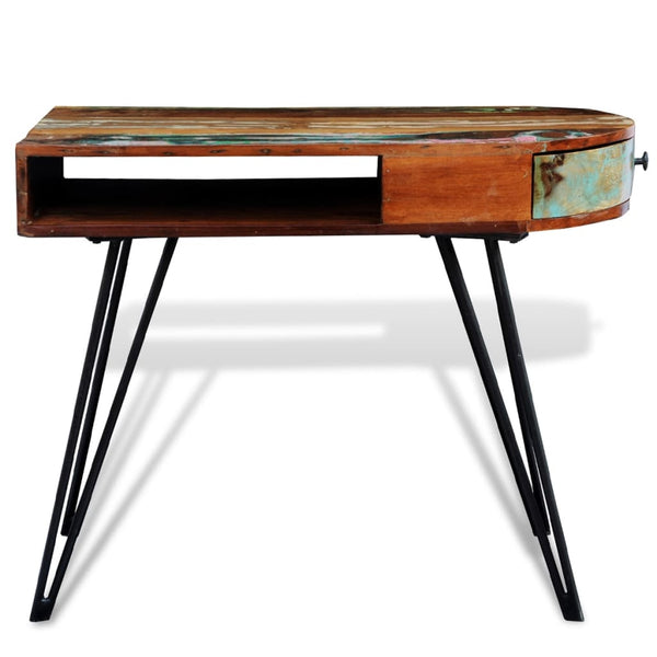 vidaXL Solid Reclaimed Wood Desk with Iron Legs