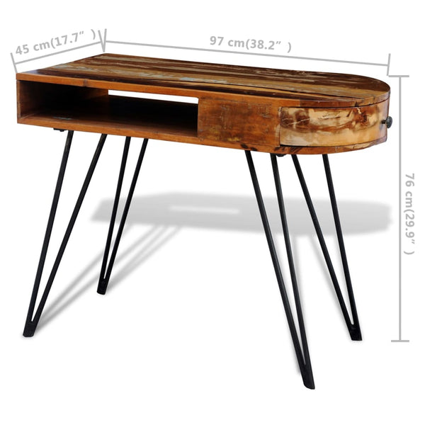 vidaXL Solid Reclaimed Wood Desk with Iron Legs