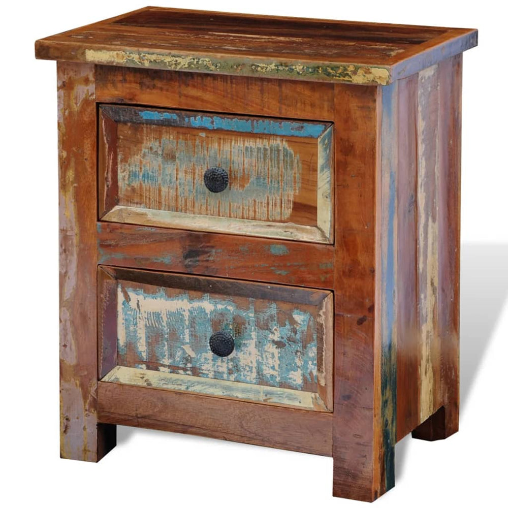 vidaXL Bedside Cabinet with 2 Drawers Reclaimed Solid Wood