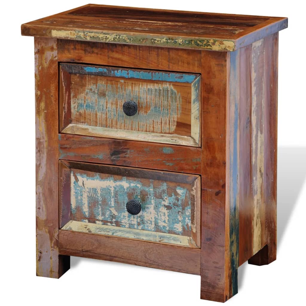 vidaXL Bedside Cabinet with 2 Drawers Reclaimed Solid Wood