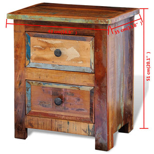 vidaXL Bedside Cabinet with 2 Drawers Reclaimed Solid Wood