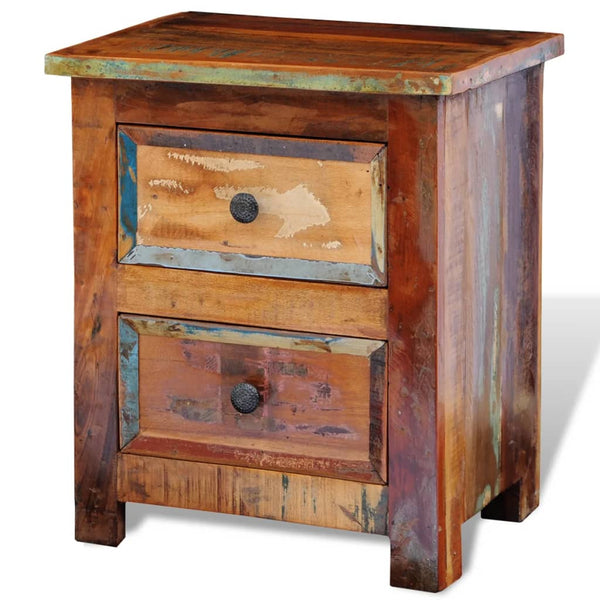 vidaXL Bedside Cabinet with 2 Drawers Reclaimed Solid Wood