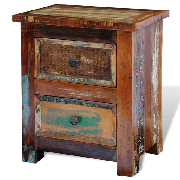 vidaXL Bedside Cabinet with 2 Drawers Reclaimed Solid Wood