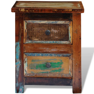 vidaXL Bedside Cabinet with 2 Drawers Reclaimed Solid Wood