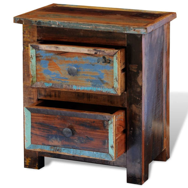 vidaXL Bedside Cabinet with 2 Drawers Reclaimed Solid Wood