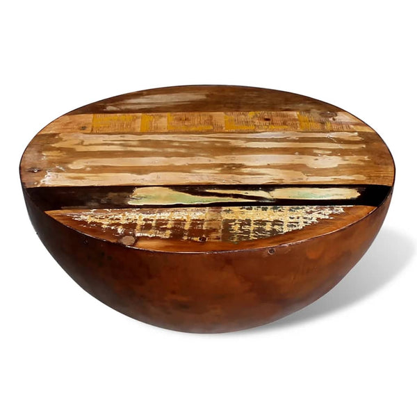 vidaXL Coffee Table Bowl-Shaped with Steel Base Solid Reclaimed Wood