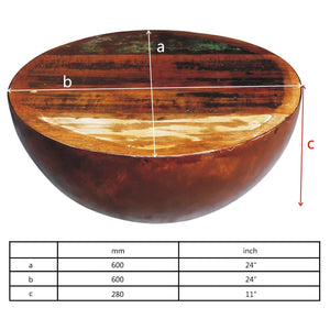 vidaXL Coffee Table Bowl-Shaped with Steel Base Solid Reclaimed Wood