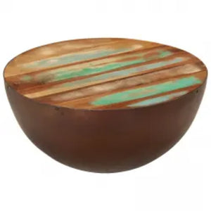 vidaXL Coffee Table Bowl-Shaped with Steel Base Solid Reclaimed Wood