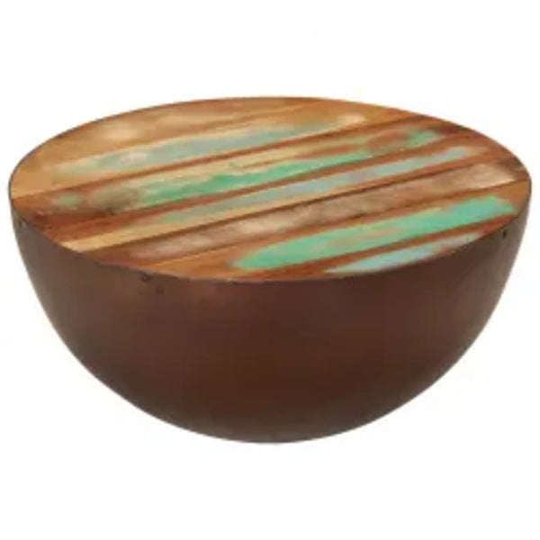 vidaXL Coffee Table Bowl-Shaped with Steel Base Solid Reclaimed Wood