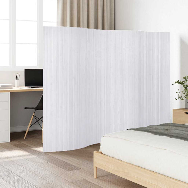 vidaXL Bamboo Room Divider White Width 250 cm Height 165 cm