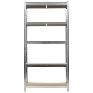 vidaXL 5-Tier Storage Shelves 2 pcs. Silver Steel & Engineered Wood