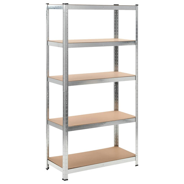 vidaXL 5-Tier Storage Shelves 2 pcs. Silver Steel & Engineered Wood