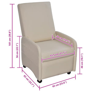 vidaXL Folding Armchair Cream Faux Leather