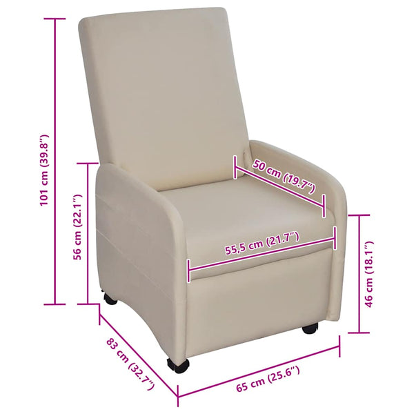 vidaXL Folding Armchair Cream Faux Leather