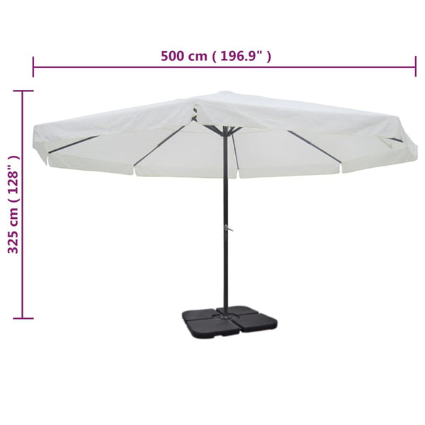 vidaXL Aluminum Parasol Portable Parasol Base White