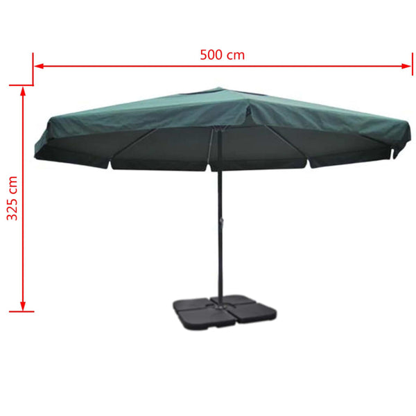 vidaXL Aluminium Parasol Portable Parasol Stand Green