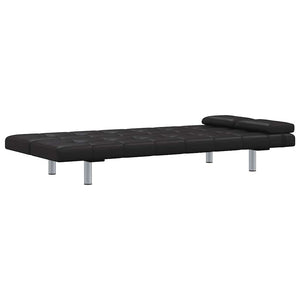 vidaXL Sofa Bed with 2 Pillows Faux Leather Extendable Black