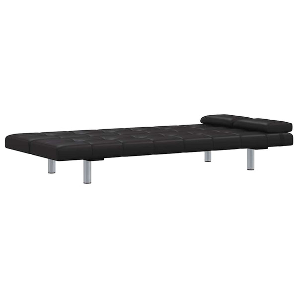 vidaXL Sofa Bed with 2 Pillows Faux Leather Extendable Black
