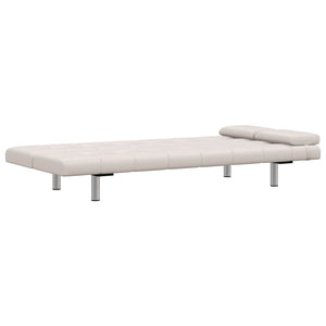 vidaXL Sofa Bed with 2 Cushions Faux Leather Extendable Cream White