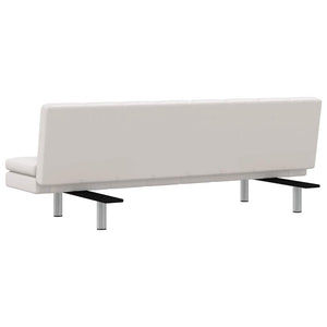 vidaXL Sofa Bed with 2 Cushions Faux Leather Extendable Cream White