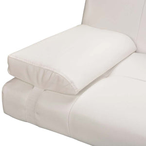 vidaXL Sofa Bed with 2 Cushions Faux Leather Extendable Cream White