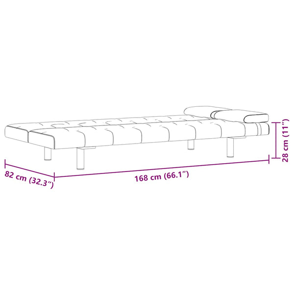 vidaXL Sofa Bed with 2 Cushions Faux Leather Extendable Cream White