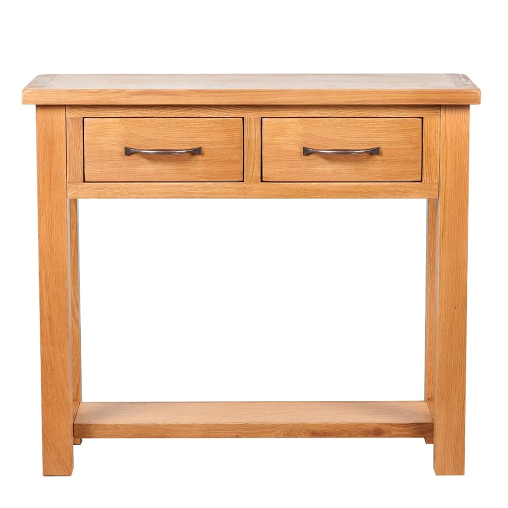 vidaXL Console Table with 2 Drawers 83x30x73 cm Solid Oak Wood