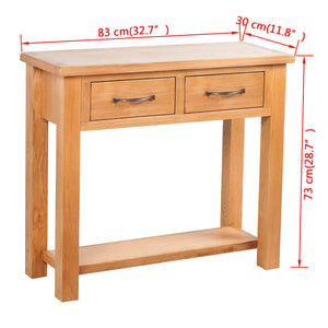vidaXL Console Table with 2 Drawers 83x30x73 cm Solid Oak Wood
