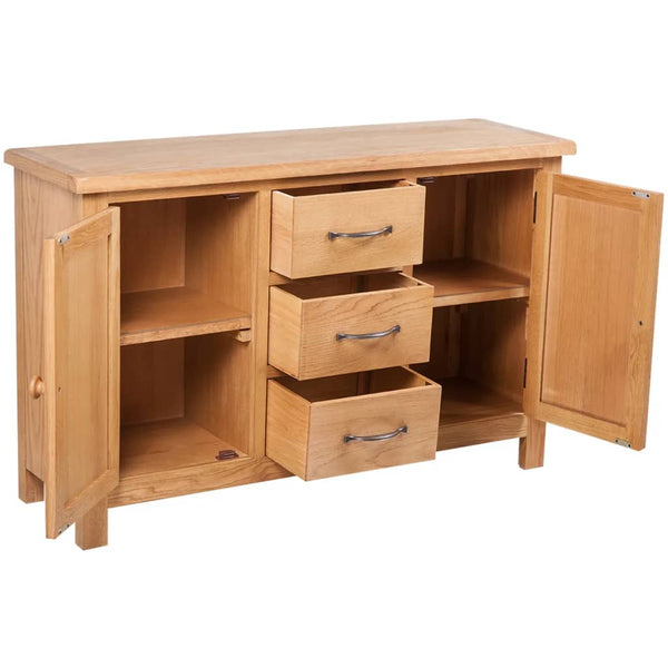 vidaXL Sideboard with 3 Drawers 110x33.5x70 cm Solid Oak Wood
