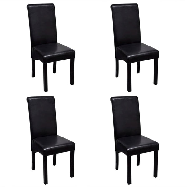 vidaXL Dining Chairs 4 pcs Black Faux Leather