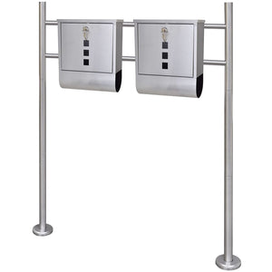 Double stainless steel letterbox with stand