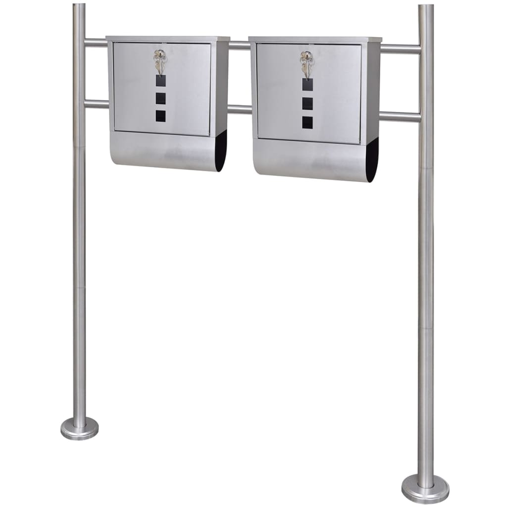 Double stainless steel letterbox with stand