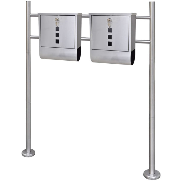 Double stainless steel letterbox with stand