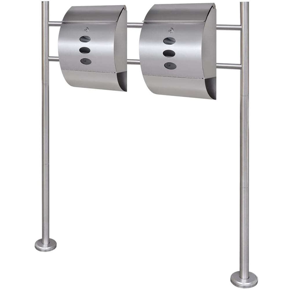 Double stainless steel letterbox with stand