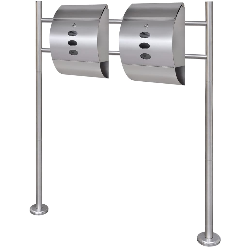 Double stainless steel letterbox with stand