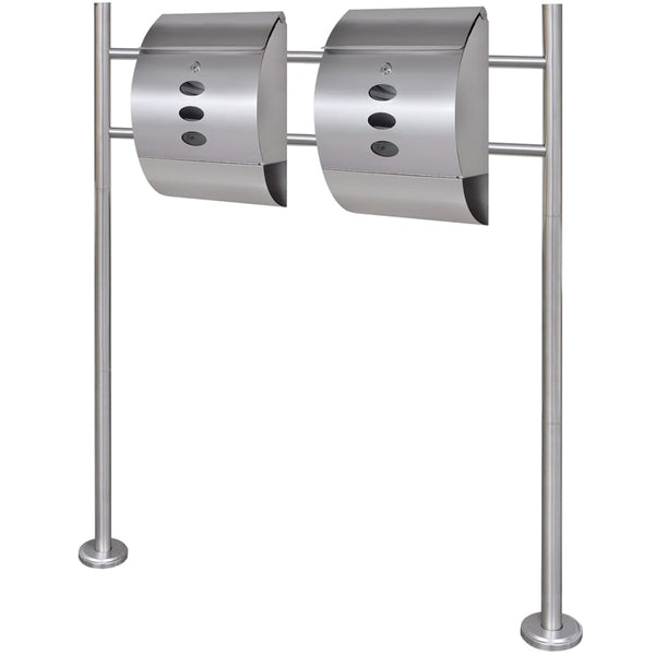 Double stainless steel letterbox with stand