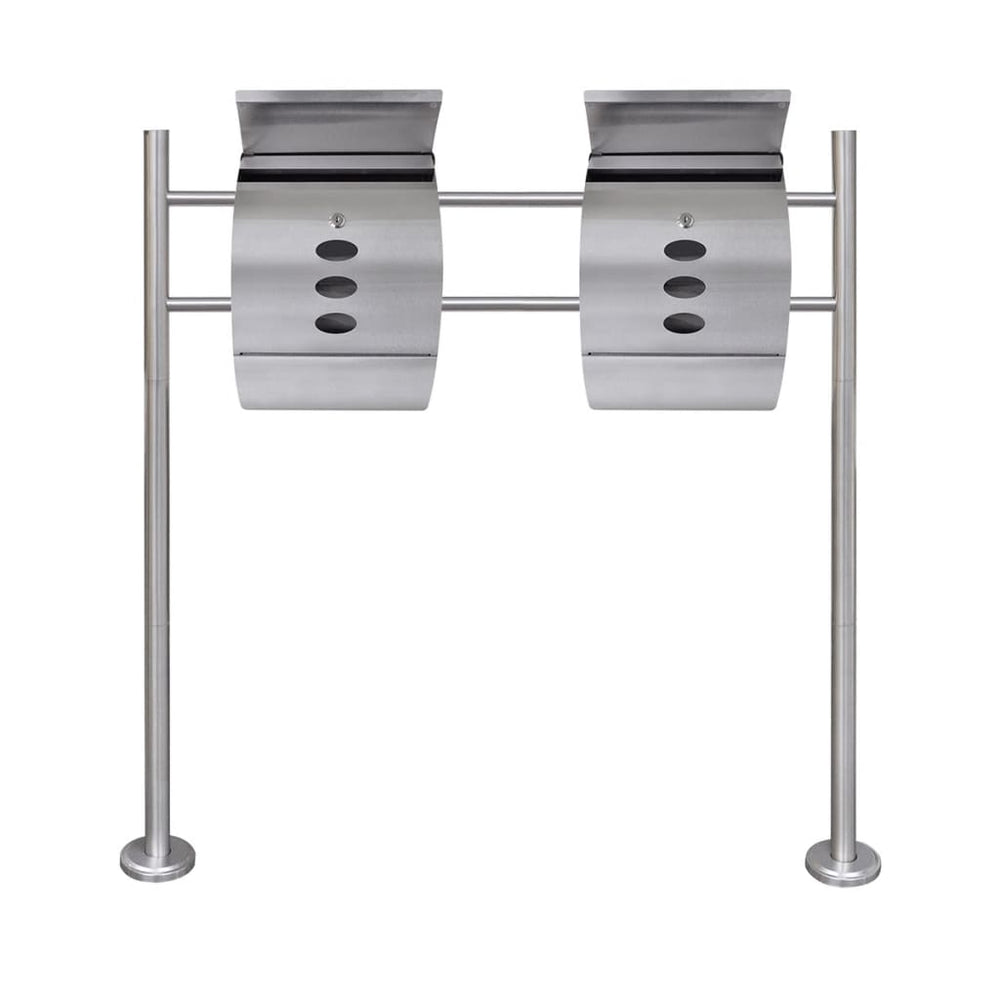 Double stainless steel letterbox with stand