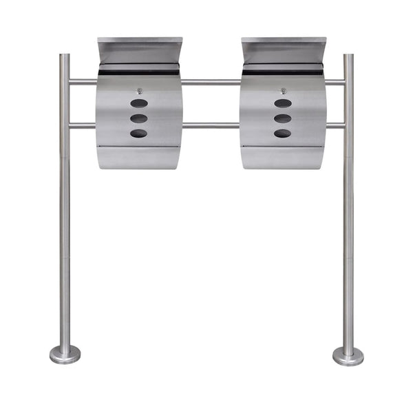 Double stainless steel letterbox with stand