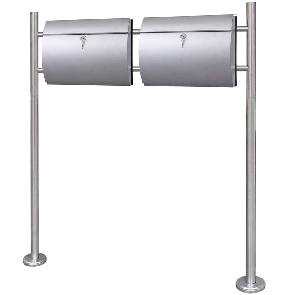 Double stainless steel letterbox with stand