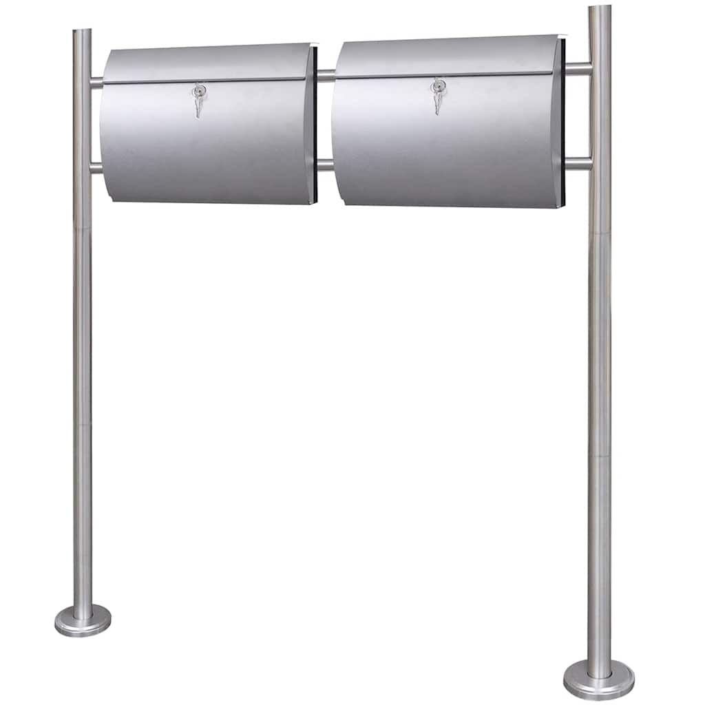 Double stainless steel letterbox with stand